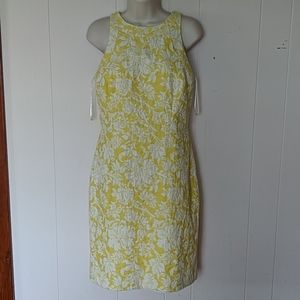 Ann Taylor fitted sheath dress yellow floral sz 6